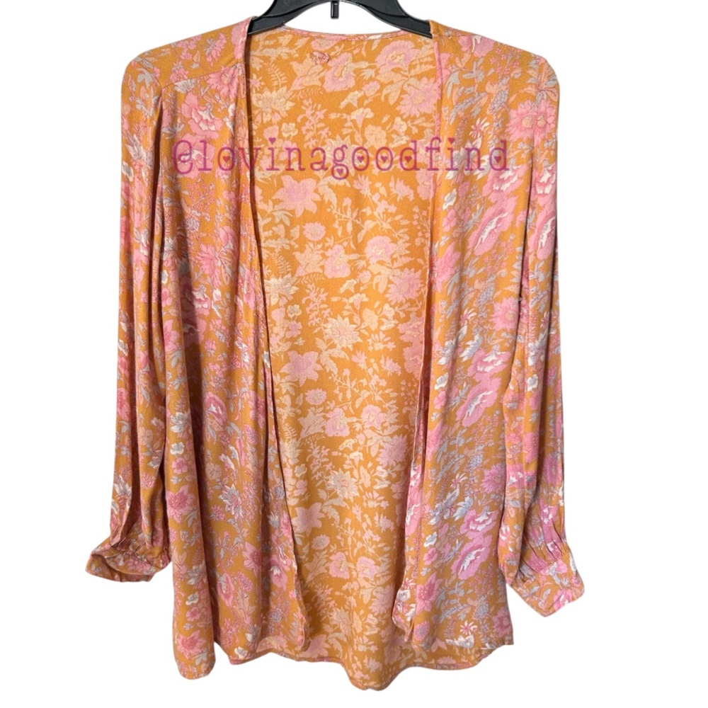 O’Neill Orange Floral Long Sleeve Kimono/ Coverup EUC sz OSFM - Picture 2 of 12